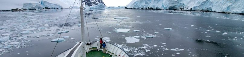 view of iceberg from ship's bow