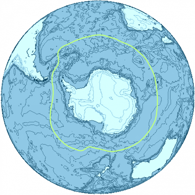 Southern ocean boundaries map
