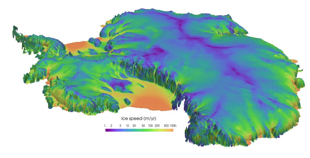 Speed of Antarctic ice flows LANL simulation