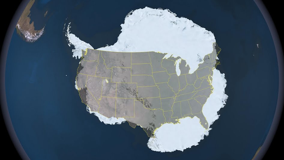 USA Antarctica size comparison map