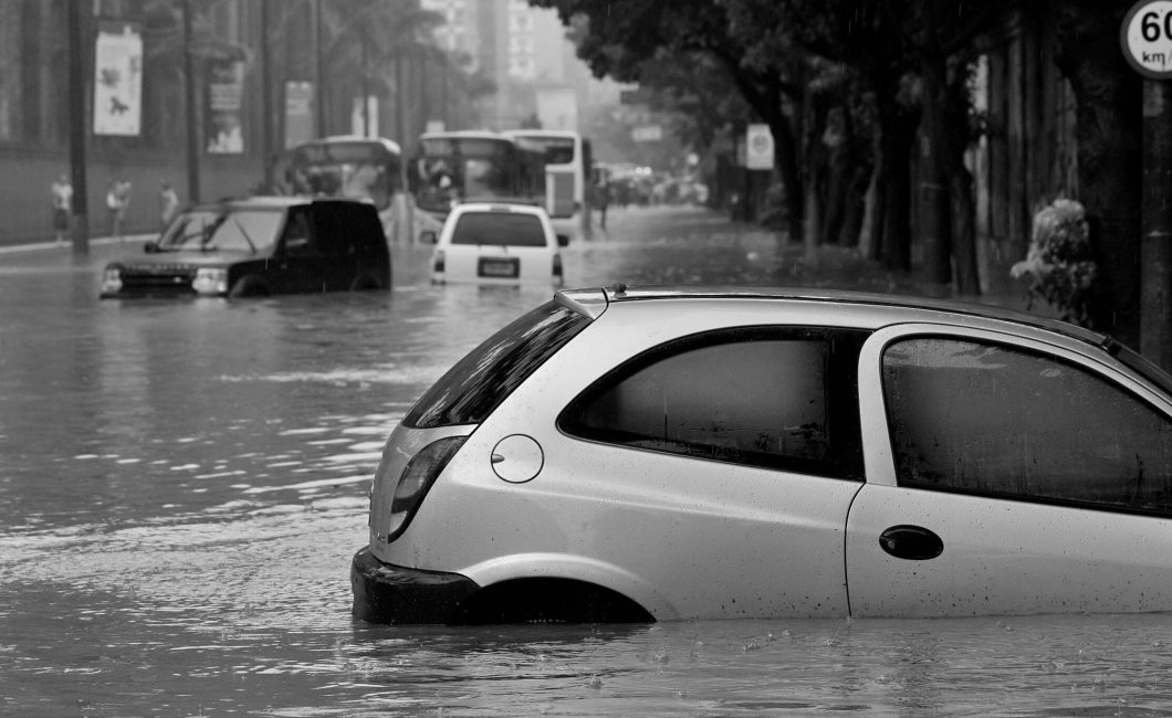 cars caught in floodwaters