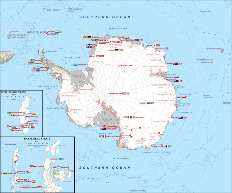 Antarctic research stations.