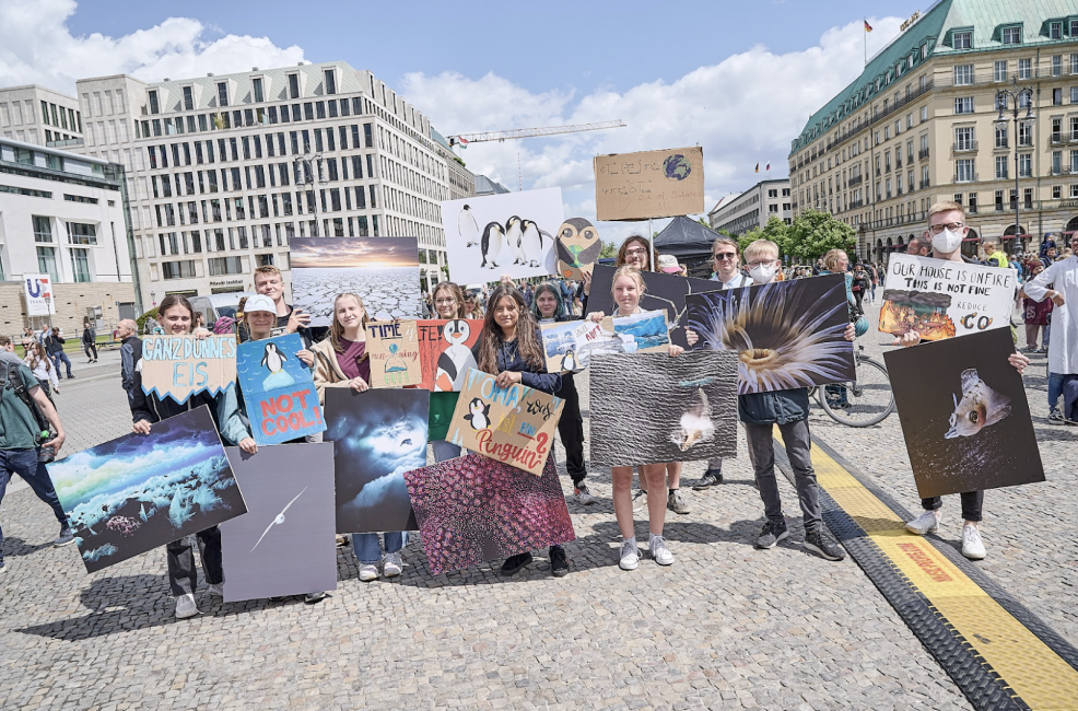 Rally for Antarctica, May 2022. Brandenburg Gate, Berlin. Photo: Saskia Uppenkamp.